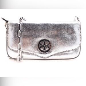 Tory Burch Silver Classic Mini Crossbody Bag